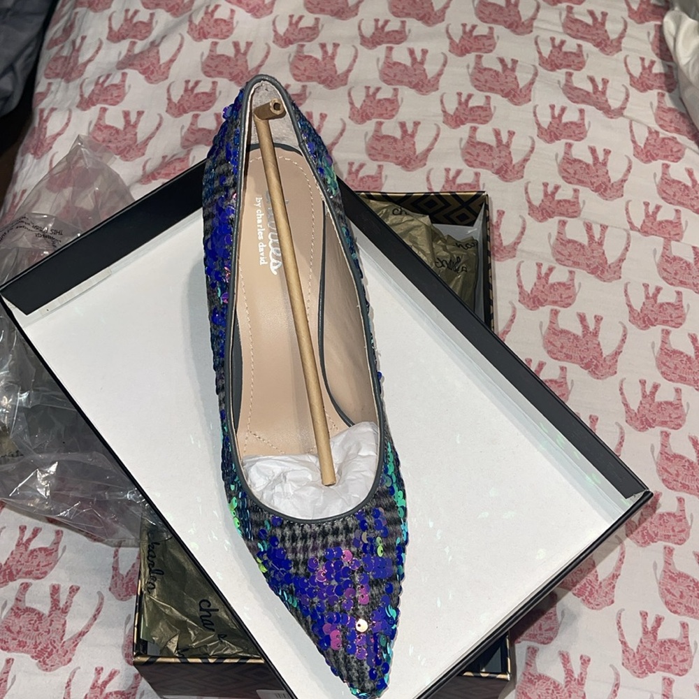 Charles David Translucent Heels With Sequin’s. Si… - image 2